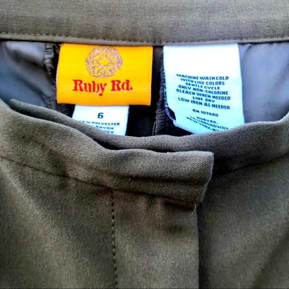 Ruby Road Pants Trousers Creased Army Green Sz. 6 - Picture 2 of 5